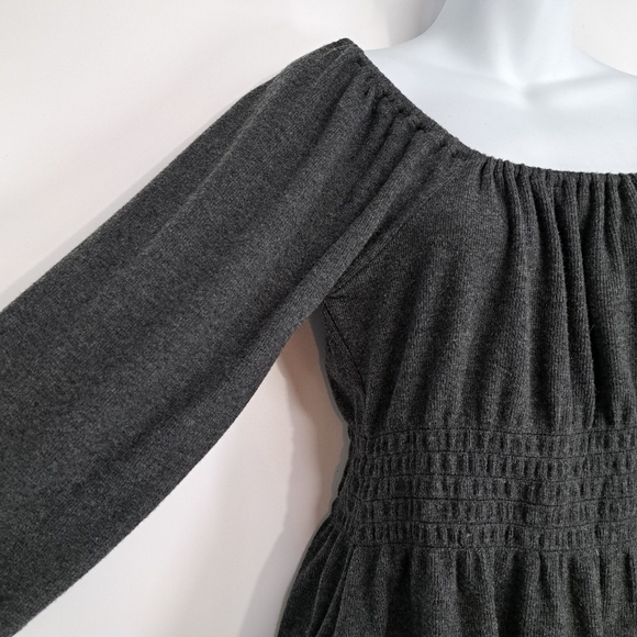 Madewell Plush Charcoal Gray Square Neck Smocked Waist Top Size Small - Picture 8 of 11